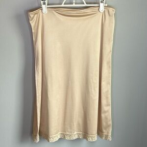 Vintage 80s Target Slip Skirt with Elasticized Waist Lace Trim Womens Size 12